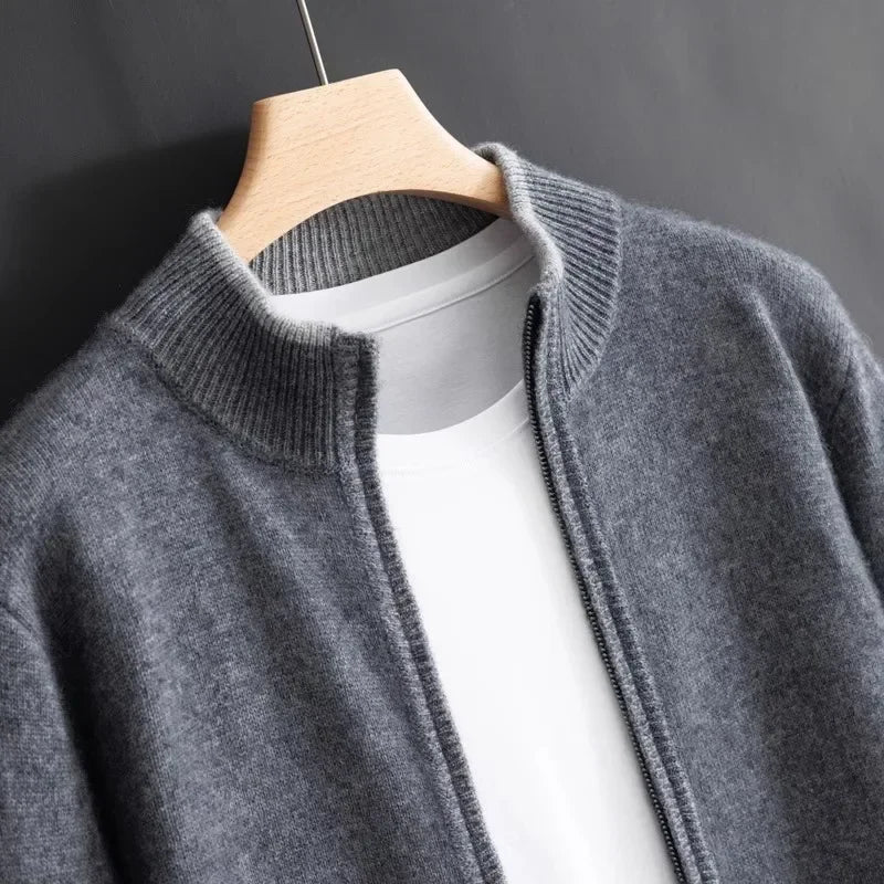 Heren Cashmere Vest met Rits – Warm & Elegant