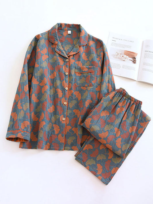 2-Delige Damespyjama – Crêpe Set met Bloemenprint & Lange Mouwen