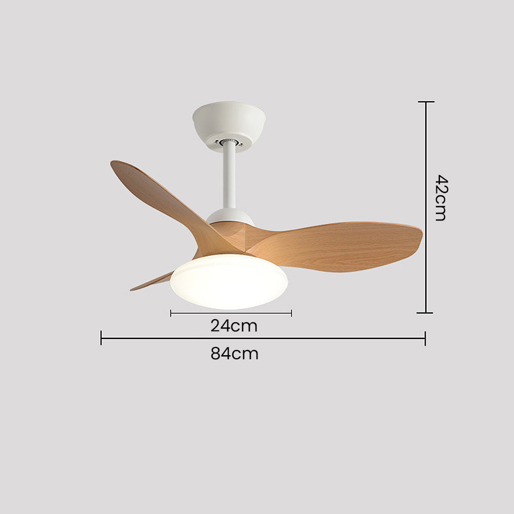 Natural Wood Simple Stylish Ceiling Fan With LED Light