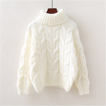 Damen Strickpullover mit Zopfmuster und Rollkragen – Warm & Bequem