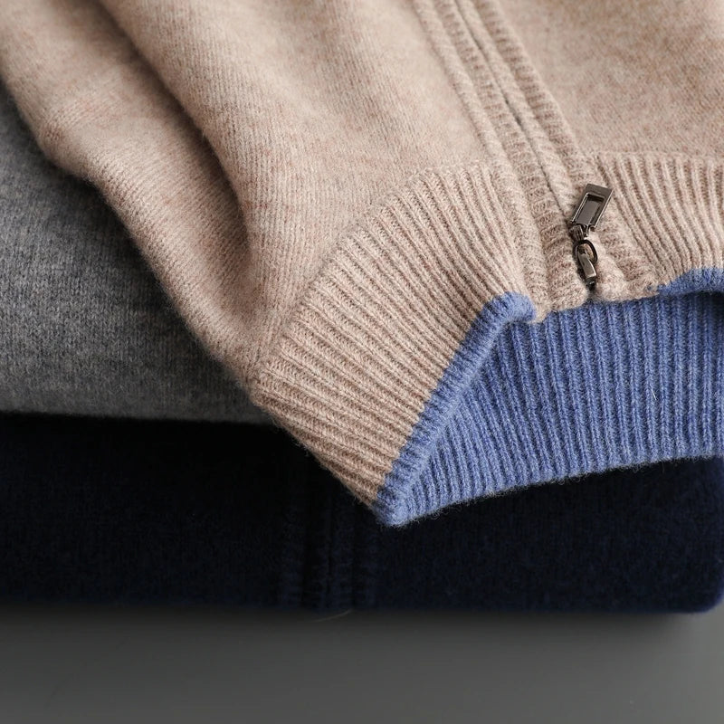 Heren Cashmere Vest met Rits – Warm & Elegant