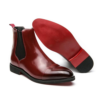 Heren Enkelboots met Rode Zool – Stijlvolle Chelsea Laarzen voor Elke Gelegenheid