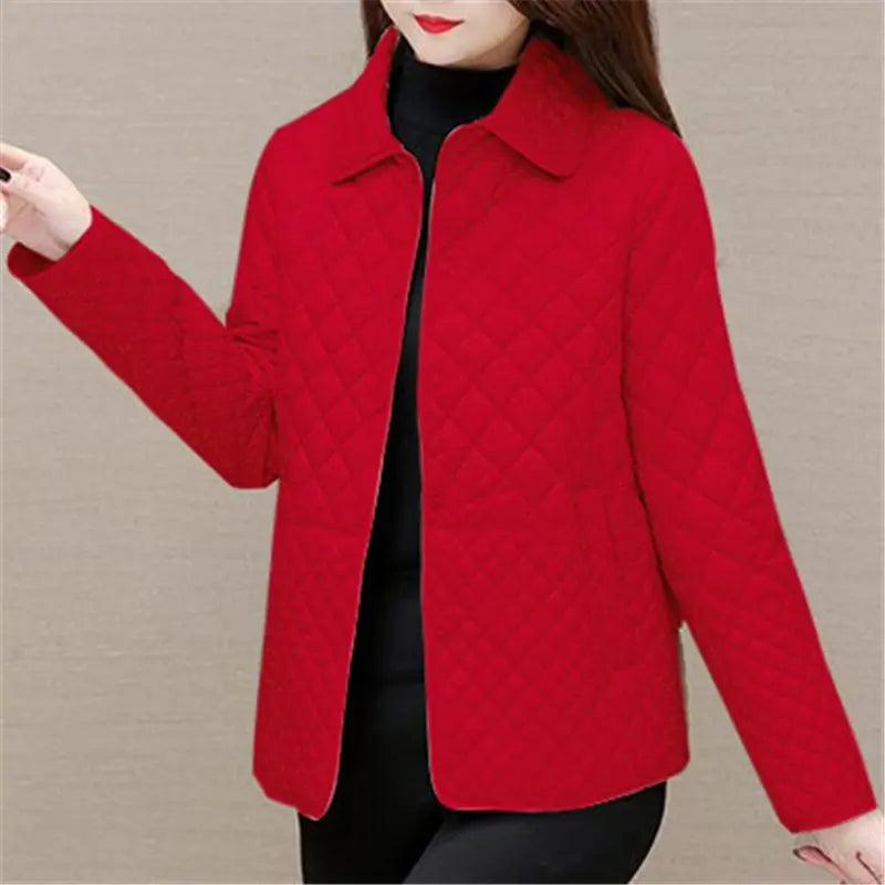 Dames Gewatteerde Ruitenjas – Warme Herfst/Wintermantel met Klassiek Design