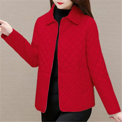 Dames Gewatteerde Ruitenjas – Warme Herfst/Wintermantel met Klassiek Design
