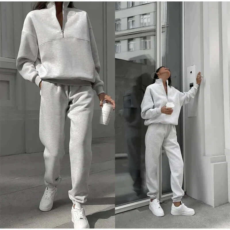 Dames Tweedelige Gebreide Set – Casual Trui en Broek