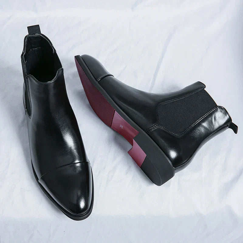 Heren Enkelboots met Rode Zool – Stijlvolle Chelsea Laarzen voor Elke Gelegenheid