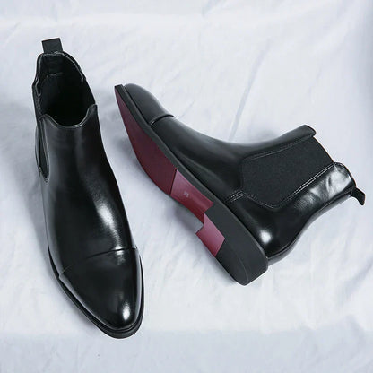 Heren Enkelboots met Rode Zool – Stijlvolle Chelsea Laarzen voor Elke Gelegenheid