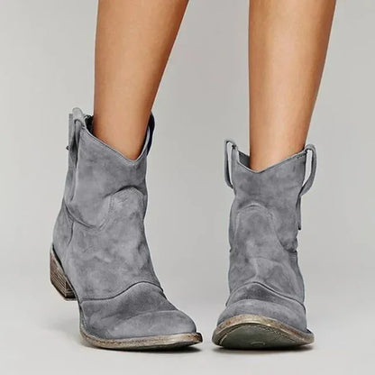 Cowboystiefel Damen – Vintage Knöchelmodell aus Bequemem Leder