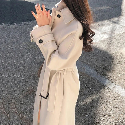 Elegante Dames Trenchcoat met Ceintuur – Herfst/Winter