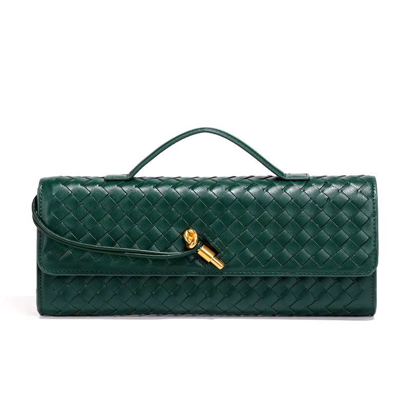 Chique Gevlochten Vegan Leren Clutch – Tijdloze Elegantie