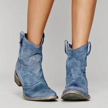 Cowboystiefel Damen – Vintage Knöchelmodell aus Bequemem Leder