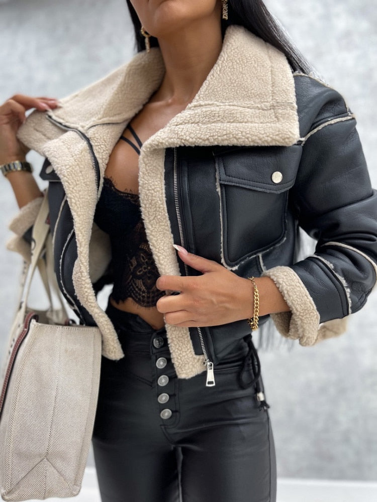 Dames Stijlvolle Imitatie Leren Jas