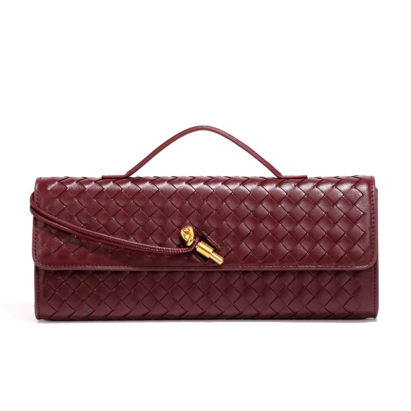 Chique Gevlochten Vegan Leren Clutch – Tijdloze Elegantie