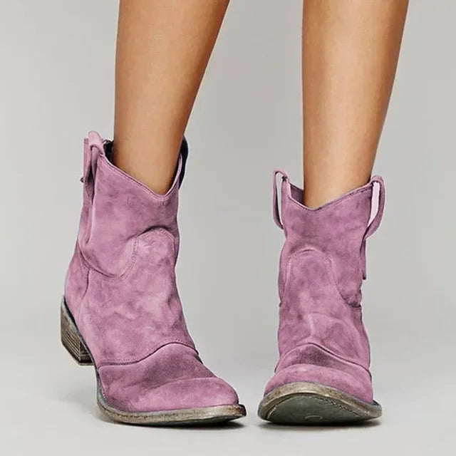 Cowboystiefel Damen – Vintage Knöchelmodell aus Bequemem Leder
