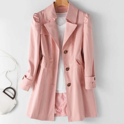 Halblanger Damen-Trenchcoat mit Ein-Knopf-Verschluss und eleganter Passform