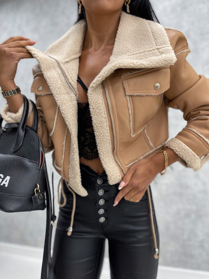 Dames Stijlvolle Imitatie Leren Jas