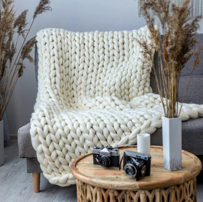 Handgebreide Merinowol Deken – Luxe Warmte & Ambachtelijke Charme