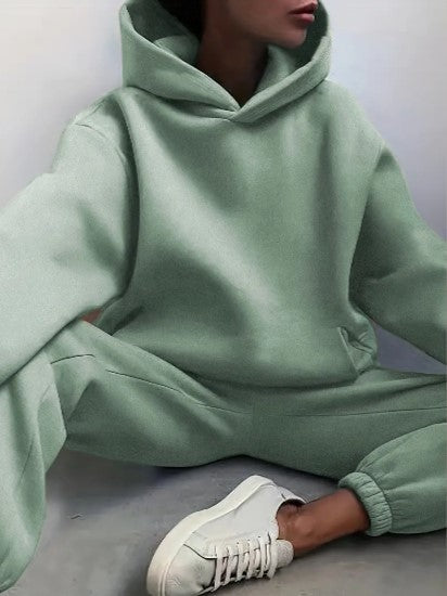 Damen Jogginganzug mit Kapuzenpullover und langen Ärmeln – Lässig & Bequem