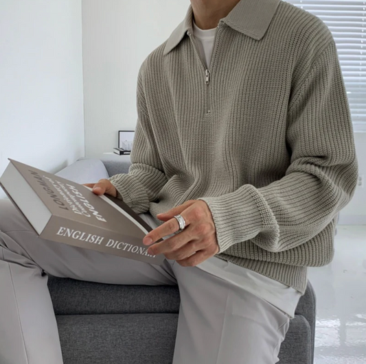 Heren Trui met Kwart Rits – Klassiek Design en Comfortabele Pasvorm