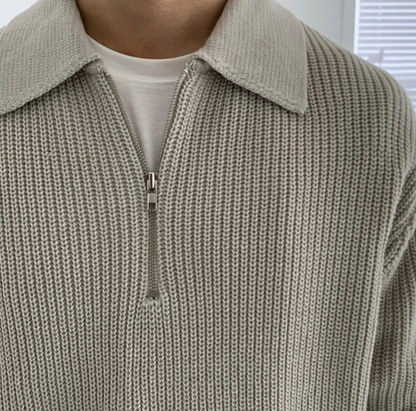 Heren Trui met Kwart Rits – Klassiek Design en Comfortabele Pasvorm