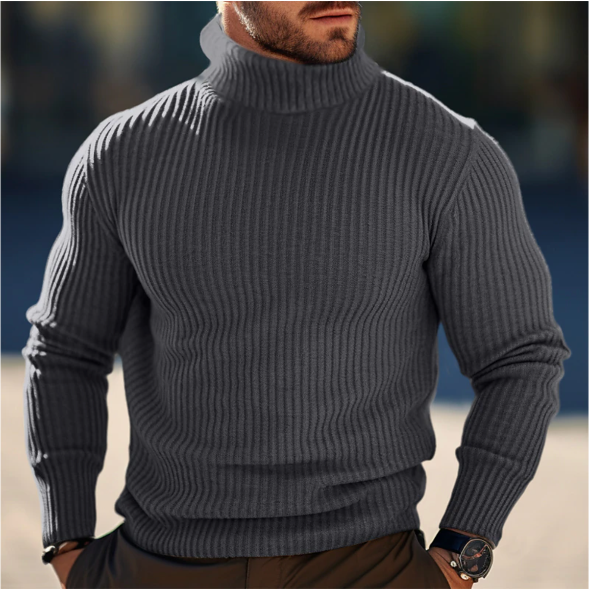 Heren Coltrui – Zachte Gebreide Trui voor Herfst & Winter