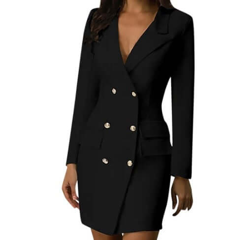 Damen Blazerkleid mit Doppelter Knopfreihe – Elegant und Geschäftlich