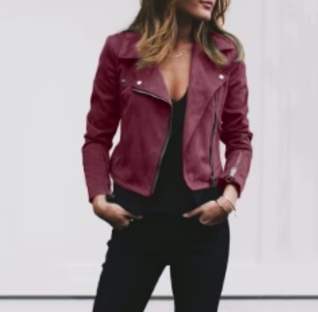 Dames Casual Bikerjas met Rits en Lange Mouwen