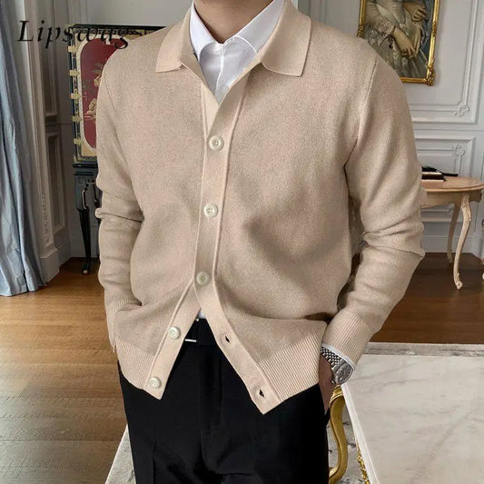 Herren Freizeit-Cardigan – Knopfverschluss mit klassischem Kragen – Bequem und stilvoll