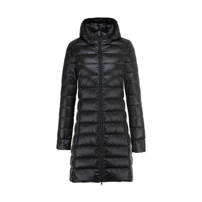 Lange Dames Donsjas met Afneembare Capuchon – Lichtgewicht & Warm