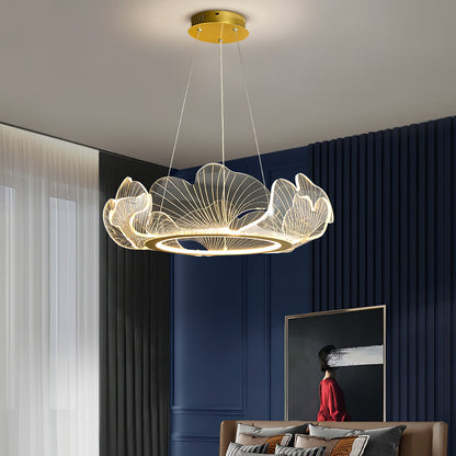 Sea Hanglamp – Bladvormige Plafondlamp met Gouden Afwerking en Geïntegreerde LED