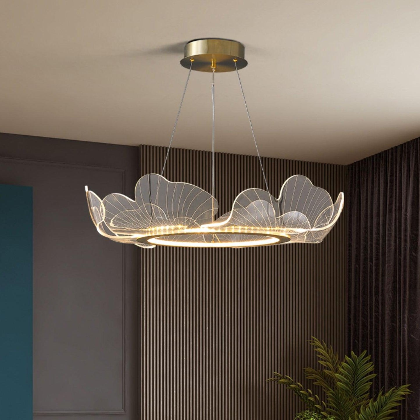Sea Hanglamp – Bladvormige Plafondlamp met Gouden Afwerking en Geïntegreerde LED