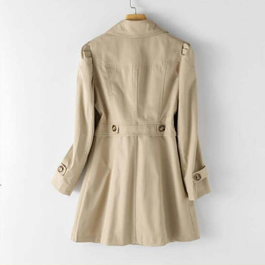 Halflange Dames Trenchcoat met Enkele Knoopsluiting en Elegante Pasvorm