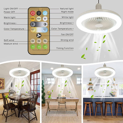 Deckenventilator mit Licht – Passt in jede Lampenfassung + Fernbedienung