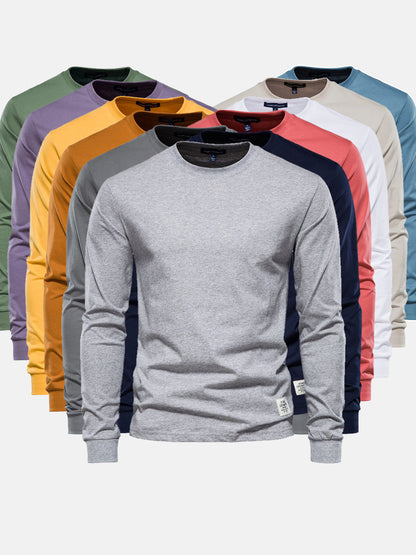 Heren Longsleeve van Katoen met Ronde Hals – Casual & Comfortabel