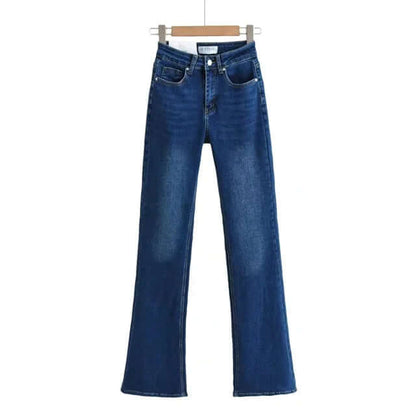 Dames Spijkerbroek met Hoge Taille en Hartvormige Franjes | Flared Pasvorm