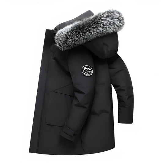 Warme Winterjacke mit Kapuze und Kunstfell