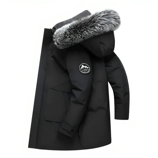 Warme Winterjacke mit Kapuze und Kunstfell