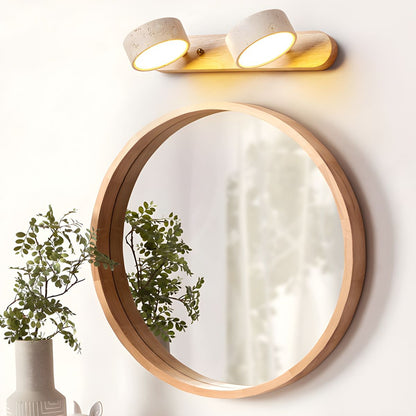 Travertin Duo Wandlamp – Natuursteen en Hout in Minimalistisch Design