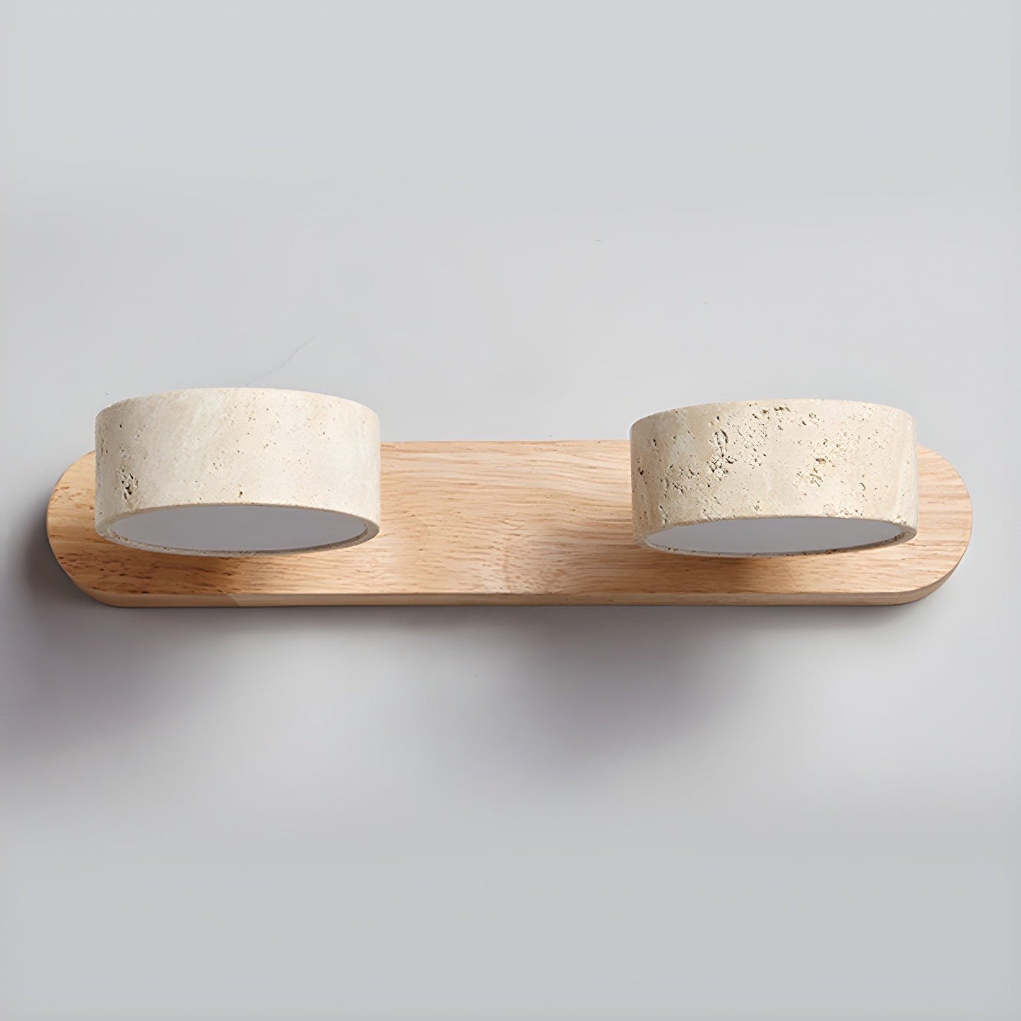 Travertin Duo Wandlamp – Natuursteen en Hout in Minimalistisch Design