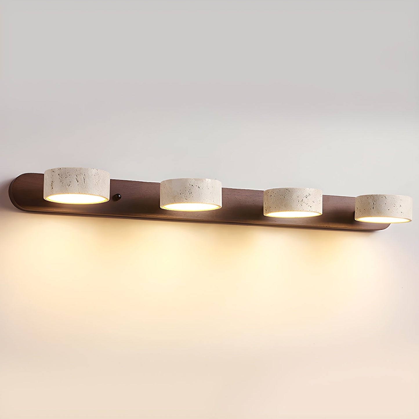 Travertin Duo Wandlamp – Natuursteen en Hout in Minimalistisch Design