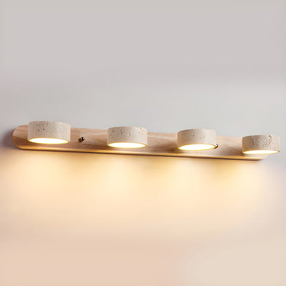 Travertin Duo Wandlamp – Natuursteen en Hout in Minimalistisch Design