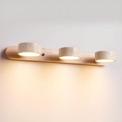 Travertin Duo Wandlamp – Natuursteen en Hout in Minimalistisch Design