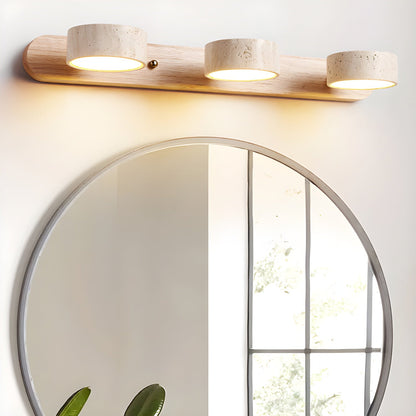 Travertin Duo Wandlamp – Natuursteen en Hout in Minimalistisch Design