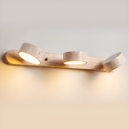 Travertin Duo Wandlamp – Natuursteen en Hout in Minimalistisch Design