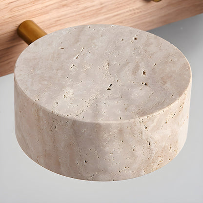 Travertin Duo Wandlamp – Natuursteen en Hout in Minimalistisch Design