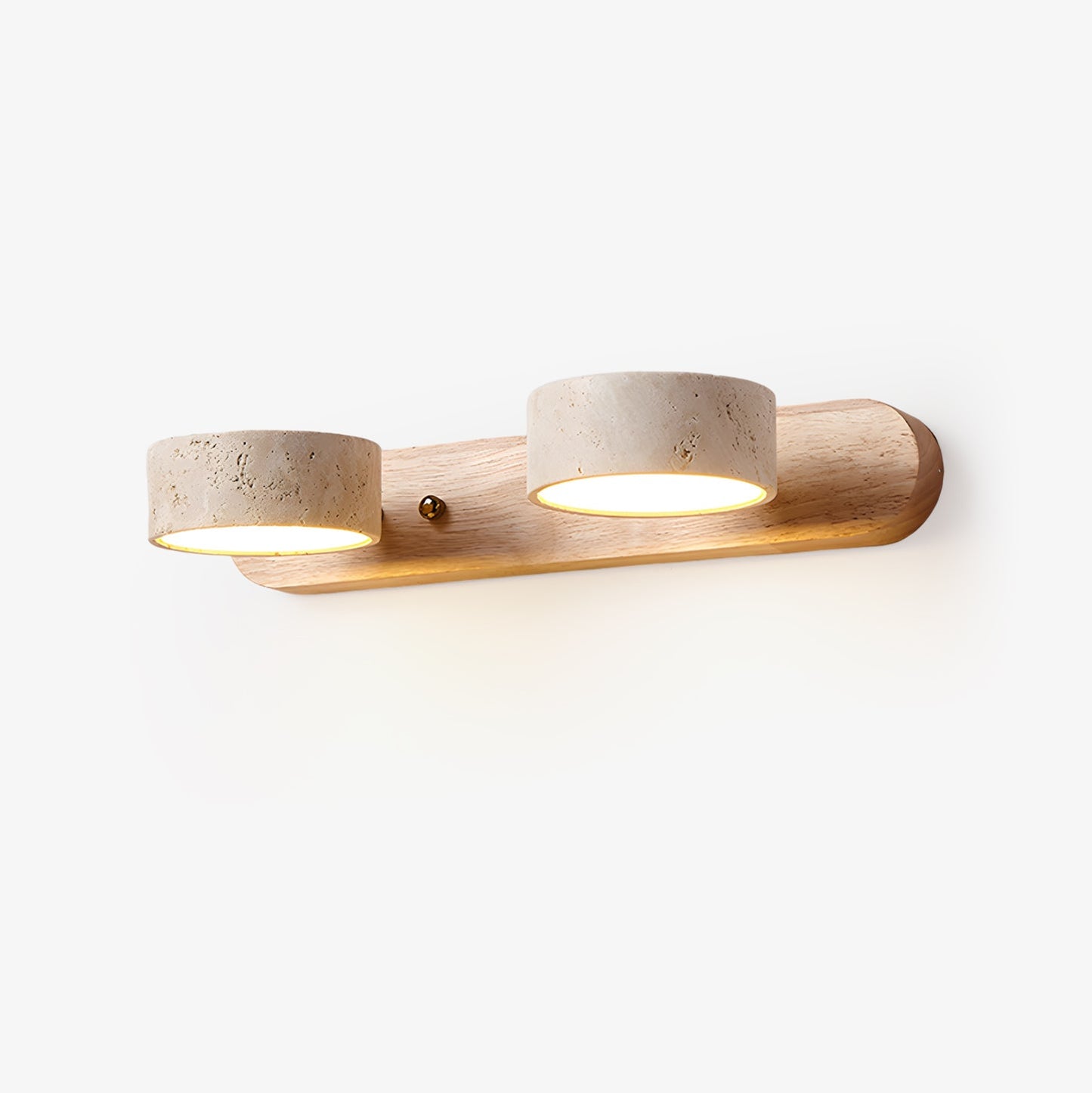 Travertin Duo Wandlamp – Natuursteen en Hout in Minimalistisch Design
