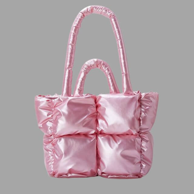 Metallic Puffer Draagtas met Ruches en Crossbodyfunctie