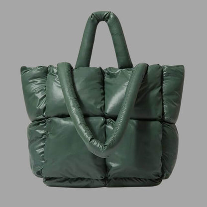 Metallic Puffer Draagtas met Ruches en Crossbodyfunctie