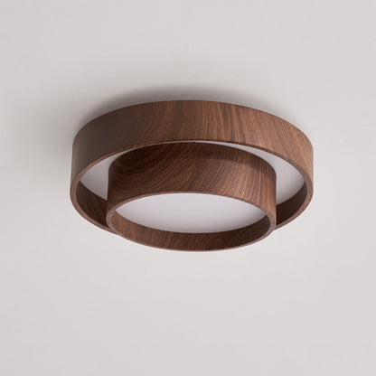 Vaako Deckenleuchte in Walnussfarbe – Moderne LED Lampe mit Holzoptik-Finish