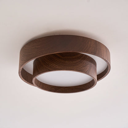 Vaako Deckenleuchte in Walnussfarbe – Moderne LED Lampe mit Holzoptik-Finish